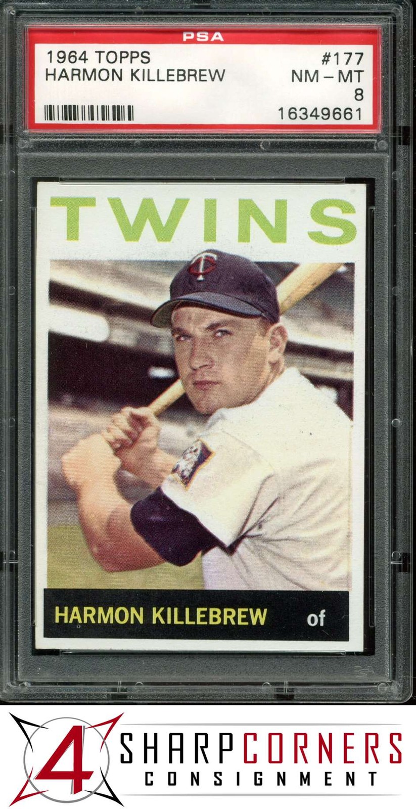 1964 TOPPS #177 HARMON KILLEBREW TWINS HOF PSA 8 SET BREAK