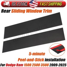 Rear Sliding Window Trim W Tape For 09-25 Dodge Ram 150025003500 Gloss Black