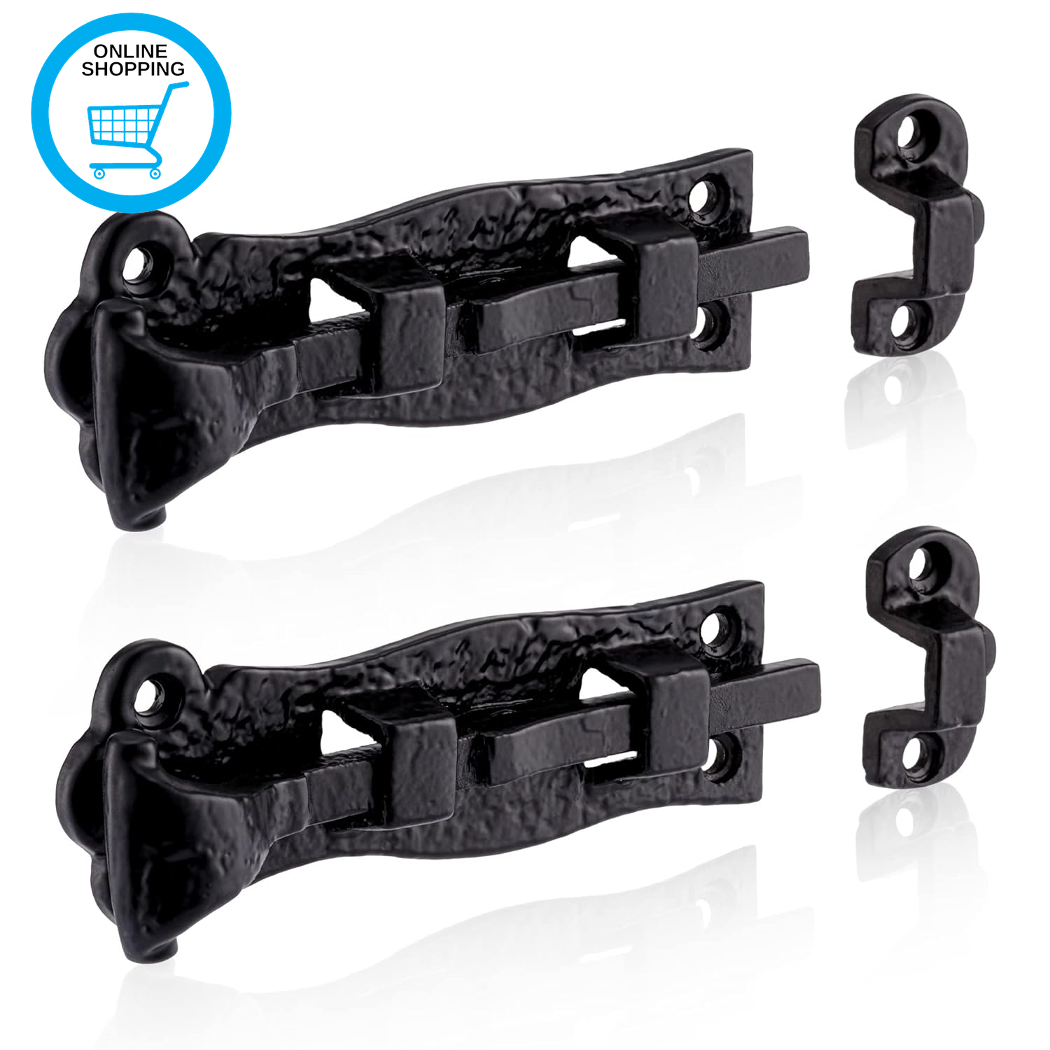 Smithy'S Range 2 Pack 120Mm Black Antique Straight Bolts, Traditional Cast Iron