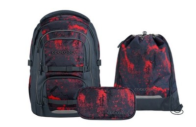 Coocazoo, Schulrucksack-Set PORTER, Broken Black 3-teilig