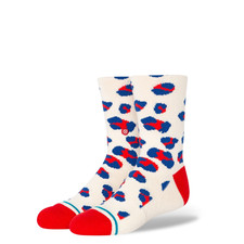Stance Kids Off White Crew Cotton Cushion Wade Collection Leopard Casual Socks L