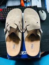 Birkenstock Boston Clog Suede Womens  Mens Taupe Normal Soft Footbed Sandals