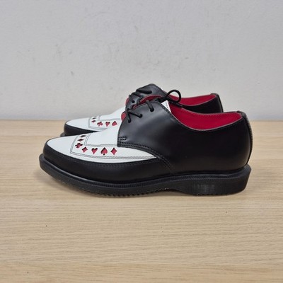 Dr Martens Brendan Spielkarten schwarz weiß Leder Creepers Halbschuhe Schuhe UK 4