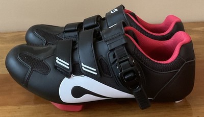 Peloton Size 40 Cycling Shoes Womens 9 Mens 7 With Cleats Black & Red