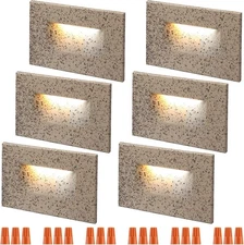 6 Pack 120V Line Voltage 3CCT LED Step Lights, Dimmable Aluminum Stair Lights