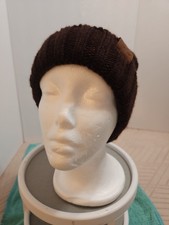 Brown Beanie Chunky Cable Knit One Size Hat Can be Worn Slouch or Folded Rim