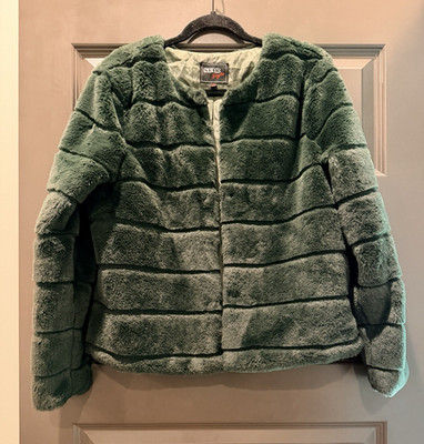 STAR style Women's Green Open Front Lined Short Jacket Coat M Long Sleeve