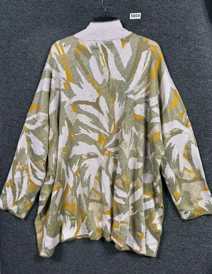 Suéter túnica cuello falso Entro para mujer talla 2X verde y crema mangas largas floral Foto 2 de 4