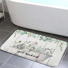 Green Plants Get Naked Bath Mat Washable Soft Cozy Bathroom Carpet Absorbent Rug