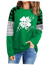 Women's St. Patrick's Day Shirt: Shamrock Heart T Shirts Lucky Medium Green3