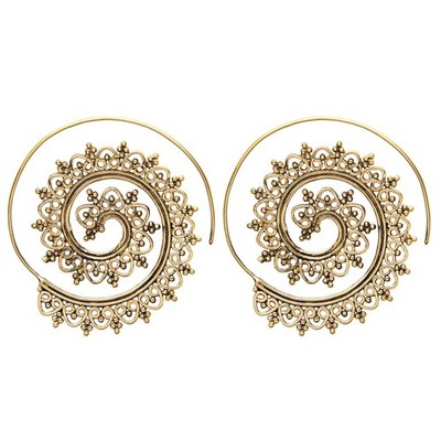81. Generation Einfädler Ohrringe Gold Messing Filigran Mandala Punkte Arbeit Spirale