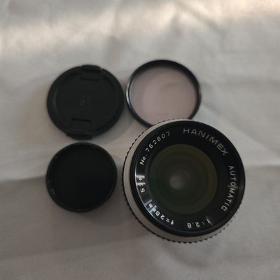 Hanimex Automatic 28mm f/2.8 Wide Angle Lens w/ Tiffen 52mm Skylight Filter-Vtg