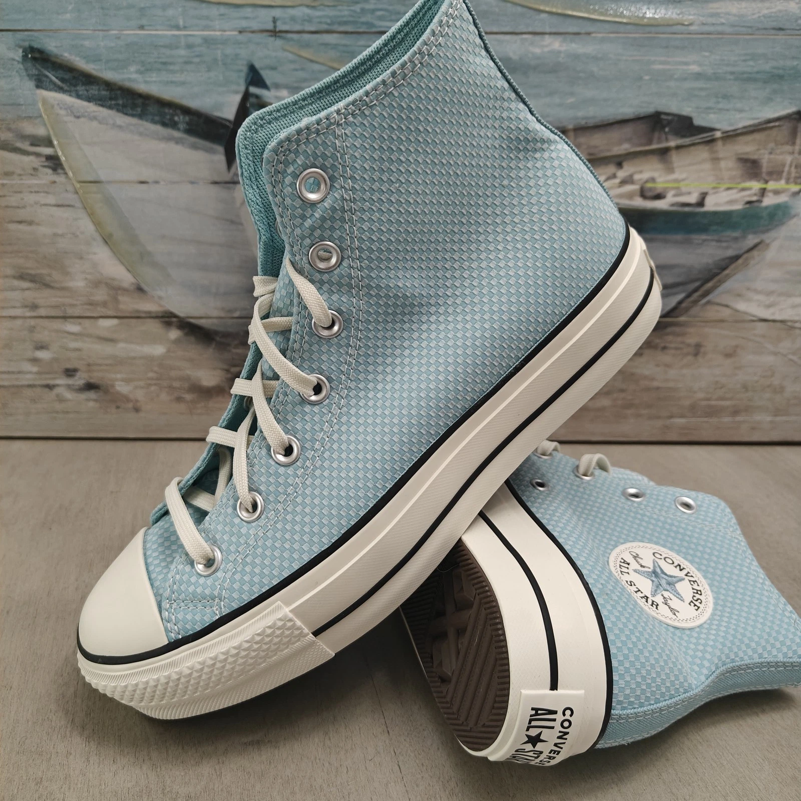 Converse Donna CTAS Lift HI Stile# A11625C Taglia 10 Infinity Piscina Egret Nero