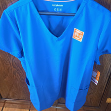 Scrubstar Women s 2XL Blue Solid V-Neck Medical Scrub Top Polyester Blend