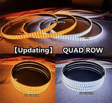 4x 15.5'' QUAD ROW Pure AMBER & WHITE LED Wheel Rings Rim Lights Turn Signal Kit