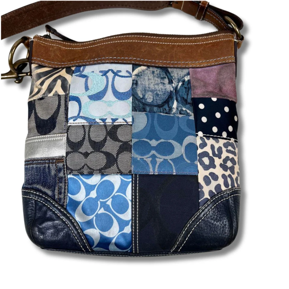 Сумка через плечо Coach джинсовая кожа лоскутное одеяло темно-синий 30x27,5x7,5 NNAx74 - Изображение 3 из 4