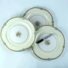 Noritake Marvelle 304 Dinner Plate Set of 3 – 10" Floral Blue & Gold MCM Japan