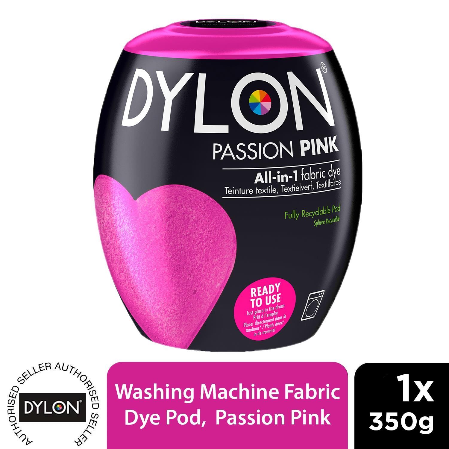 Dylon Washing Machine Fabric Dye Pod, Passion Pink, 1pk of 350g