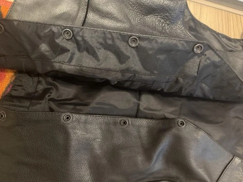 Leather King  Black Leather Snap Front Biker Vest L (42" Chest) image 4