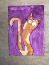ACEO watercolor ATC crazy Kookie Cat original art collectible painting fun cute