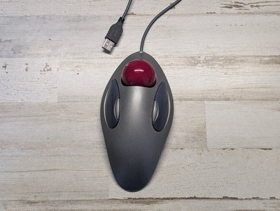 Logitech Marble Mouse USB Trackball T-BC21 Gray Wired Ambidextrous Symetrical