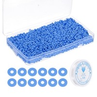 4000 StüCk Tonperlen Armband Bastelset, 6Mm Flache Runde Perlen, Marineblau