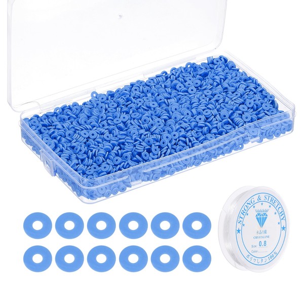 4000 StüCk Tonperlen Armband Bastelset, 6Mm Flache Runde Perlen, Marineblau-image