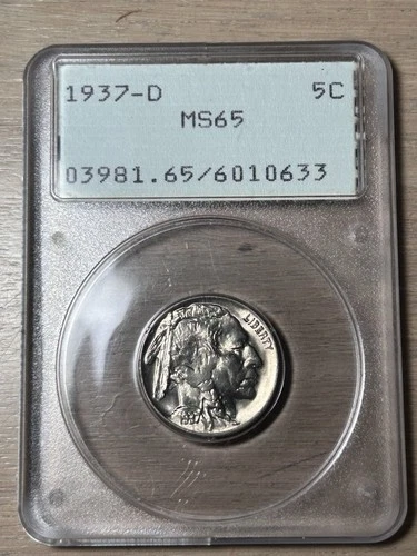 1937-D Buffalo Nickel PCGS MS65 Rattler Holder OGH