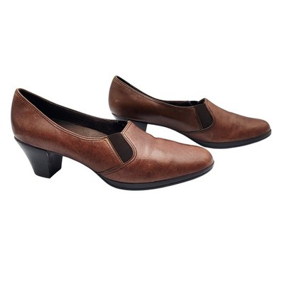 Munro American Dark Brown Leather Comfort Slip-On Casual Loafers Women's Size 9