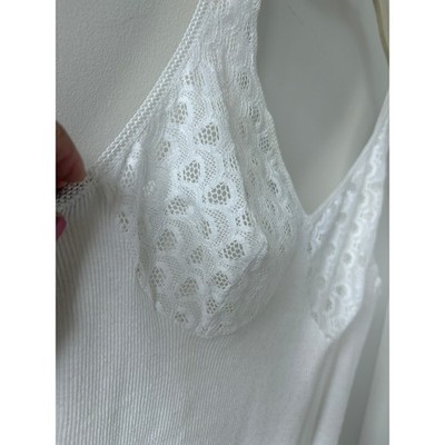 VTG 80s German Schiesser Lace Camisole Sz 46 XL Archival Boudoir Ethereal Boho