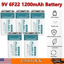 9V 9 Volt Li-ion USB Rechargeable Batteries 1200MAH Ion Battery Pack Lot