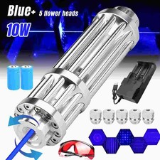 10W Blue Burning Laser Pointer 450-n-m Adjustable Visible Beam Dot Light