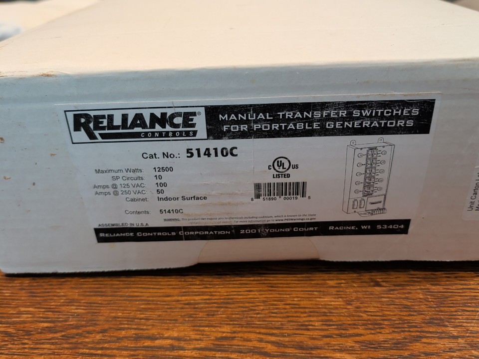Reliance 125/250V 50 Amp 10 Circuit Pro/Tran Indoor Transfer Switch ...