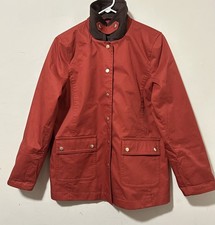 Coated Cotton Barn Jacket at Talbots, NWT 249, All size, color RED CURRANT