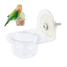 Parrot Acrylic Food Bowl Bird Feeder Cage Hanging Dish For Pet Birds