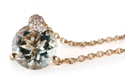 Collier Bucherer Peekaboo Prasiolith 10 Brillanten 750 Rosegold [BRORS 20925]