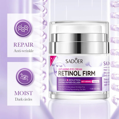 Crème Contour des Yeux Rétinol 30g Anti-Cernes Poches Rides Raffermissante