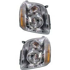 GMC Yukon Denali/XL Hybrid 07-14 Headlights L R Clear Lens w/Bulbs 20969896