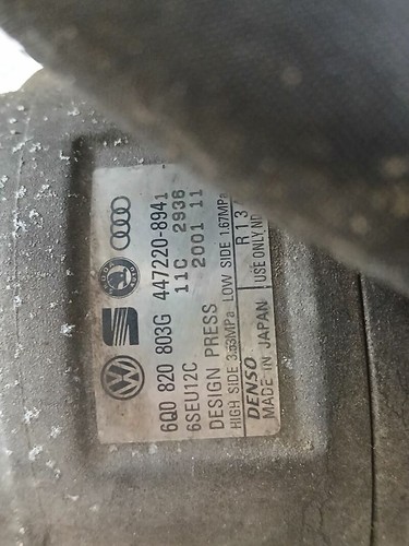 6Q0820803G klimakompressor VOLKSWAGEN POLO 9N1 HIGHLINE 2001 1218096