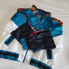 VTG 80s 90s River Edge Sport Track Suit Set XL Floral Colorblock Windbreaker