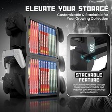 Games Storage Tower for PS5, Xbox Series X, Nintendo Switch - Holds 15 Discs & 4 4