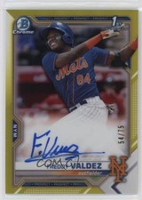 2021 Bowman Chrome Prospects Yellow Refractor 54/75 Freddy Valdez Auto 02r2