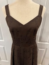 Talbots Size 12-P Sleeveless Cotton Dress, Zip Back, Lined, Embroidered, Pleated