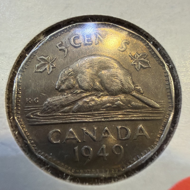 1949 Canada 5 Cent George VI Canadian  Nickel Coin Five Cents U259