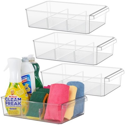Clear Large Plastic Storage Bins with Removable Dividers, Pantry Organizers a...