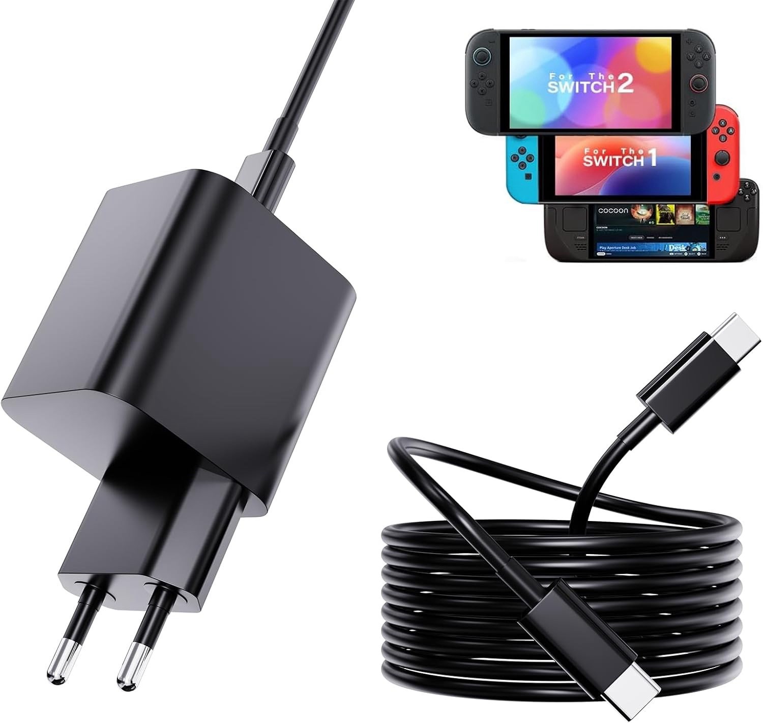 Alimentatore Sicuro 60W USB-C per Switch | Protezione Totale Batteria