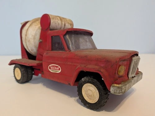 Vintage Tonka Cement Mixer Truck Pressed Steel 1960s Red White Toy Classic