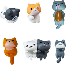 6PCS Car Cute Cat Decorations, Fun Car Rear View Mirror Ornaments, Cat Figurines