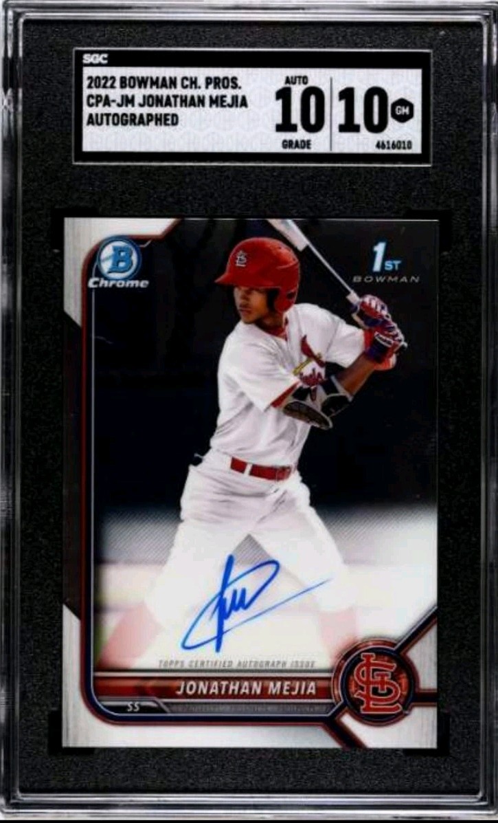 2022 Bowman Chrome JONATHAN MEJIA 1st Prospect Auto SGC 10 10 Cardinals