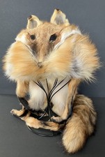Red fox fur hat with face and tail Unique Size Medium Hoots Furs Made In USA